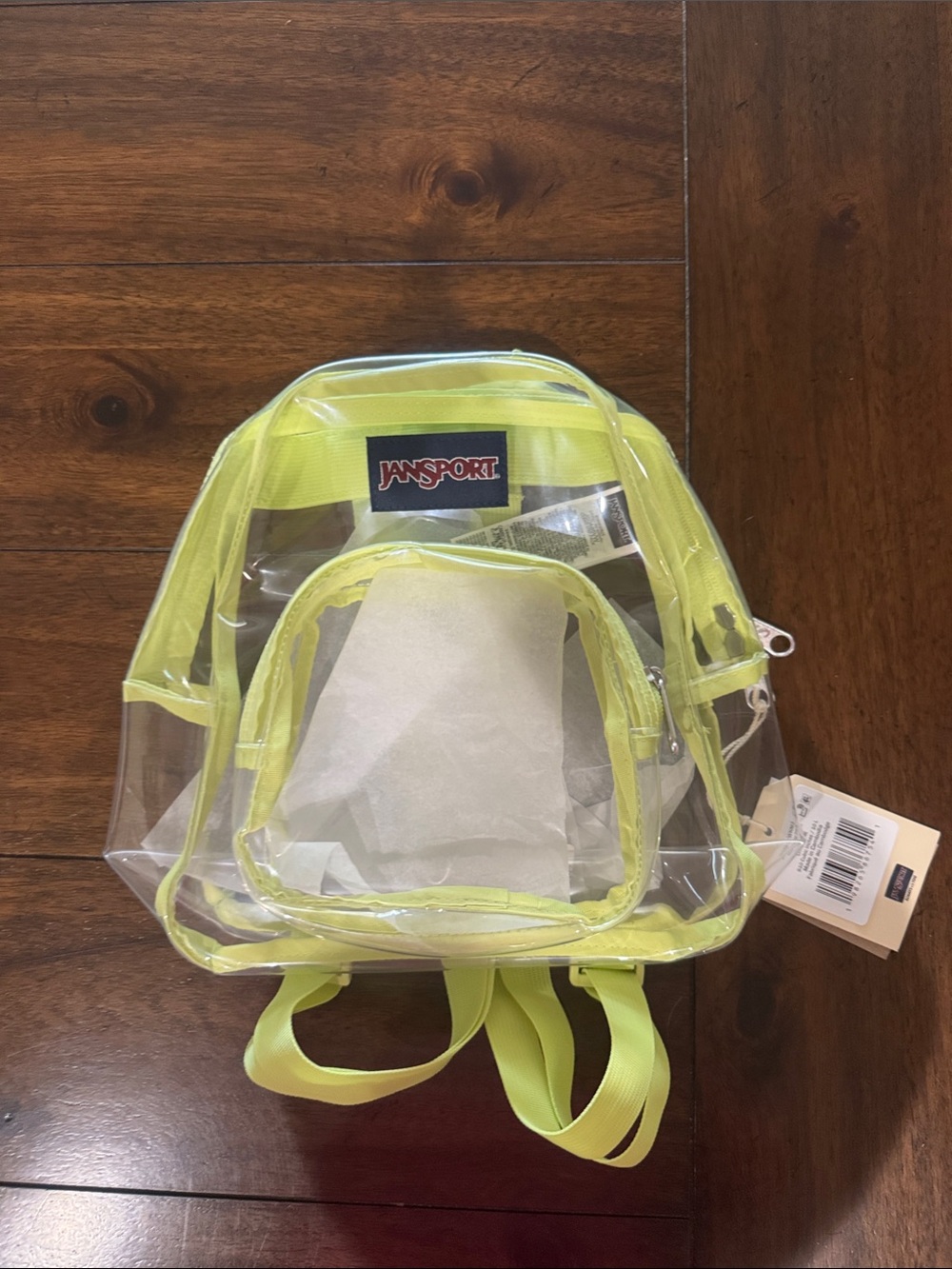 JanSport Clear Mini Backpack with Citron Lime Trim